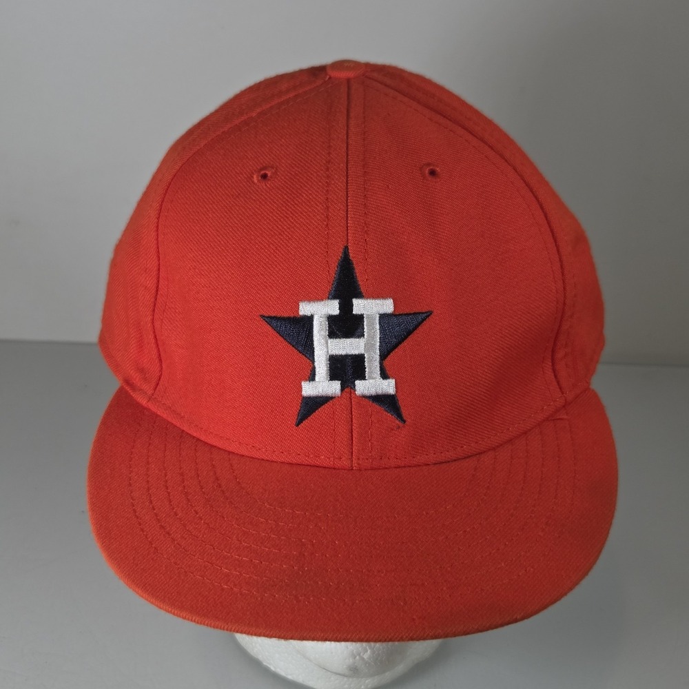 Houston Astros Hat Cap Fitted Mens Size 8 Orange MLB Baseball Cooperstown 1975